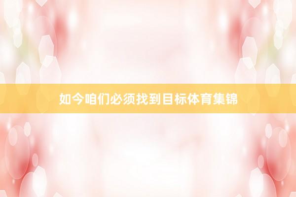 如今咱们必须找到目标体育集锦