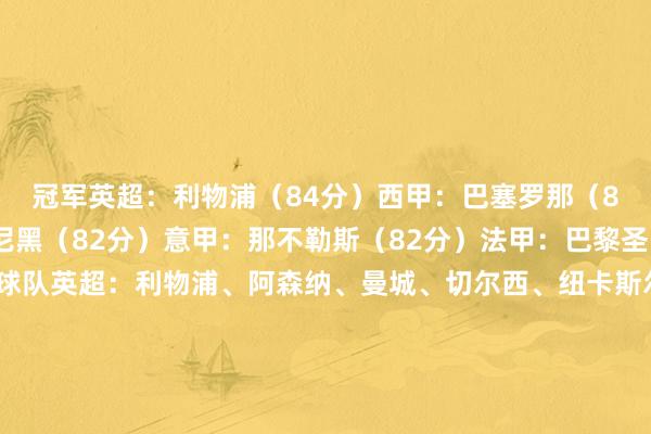 冠军英超：利物浦（84分）西甲：巴塞罗那（88分）德甲：拜仁慕尼黑（82分）意甲：那不勒斯（82分）法甲：巴黎圣日耳曼（84分）欧冠球队英超：利物浦、阿森纳、曼城、切尔西、纽卡斯尔联、热刺西甲：巴塞罗那、皇家马德里、马德里竞技、毕尔巴鄂竞技、比利亚雷亚尔德甲：拜仁慕尼黑、勒沃库森、法兰克福、多特蒙德意甲：那不勒斯、海外米兰、亚特兰大、尤文图斯法甲：巴黎圣日耳曼、马赛、摩纳哥、尼斯欧联球队英超：阿斯