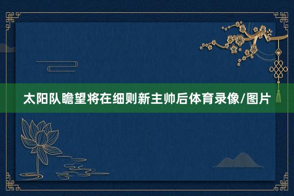 太阳队瞻望将在细则新主帅后体育录像/图片