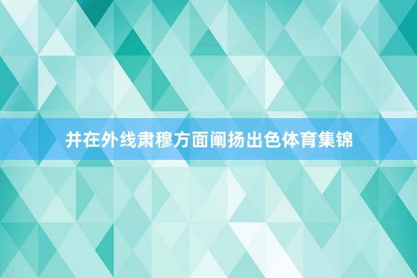 并在外线肃穆方面阐扬出色体育集锦