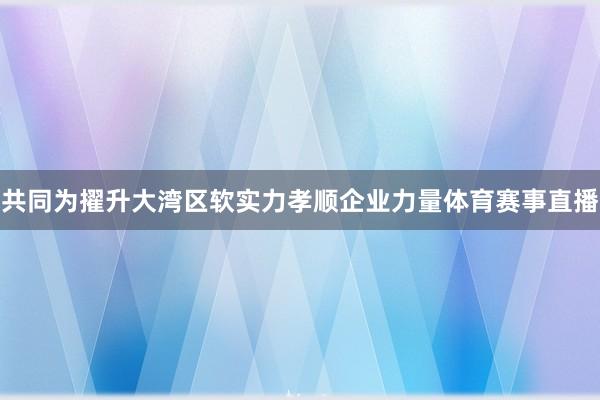 共同为擢升大湾区软实力孝顺企业力量体育赛事直播